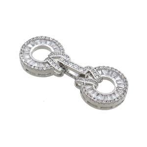 Copper Clasp Pave Zircon Platinum Plated, approx 15-38mm [FN36573]
