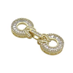 Copper Clasp Pave Zircon Gold Plated, approx 15-38mm [FN36574]