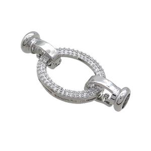 Copper Clasp Pave Zircon Platinum Plated, approx 18-23mm, 8-14mm [FN36577]