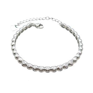 Copper Bangle Pave Zircon Platinum Plated, approx 50mm dia [FN36579]