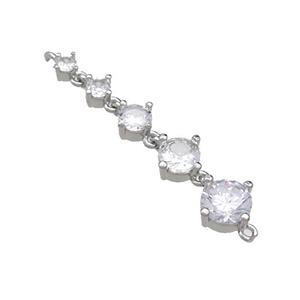 Copper Stick Connector Pave Crystal Glass Platinum Plated, approx 2-6mm, 35mm [FN36589]