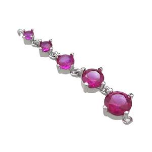 Copper Stick Connector Pave Fuchsia Crystal Glass Platinum Plated, approx 2-6mm, 35mm [FN36593]