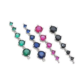 Copper Stick Connector Pave Crystal Glass Platinum Plated Mixed, approx 2-6mm, 35mm [FN36594]