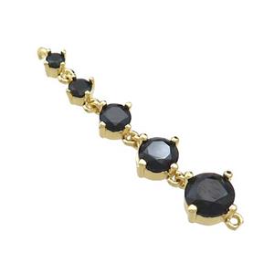 Copper Stick Connector Pave Black Crystal Glass Gold Plated, approx 2-6mm, 35mm [FN36596]