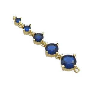 Copper Stick Connector Pave Blue Crystal Glass Gold Plated, approx 2-6mm, 35mm [FN36597]