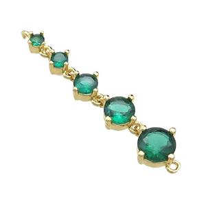 Copper Stick Connector Pave Green Crystal Glass Gold Plated, approx 2-6mm, 35mm [FN36599]