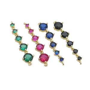 Copper Stick Connector Pave Crystal Glass Gold Plated Mixed, approx 2-6mm, 35mm [FN36600]
