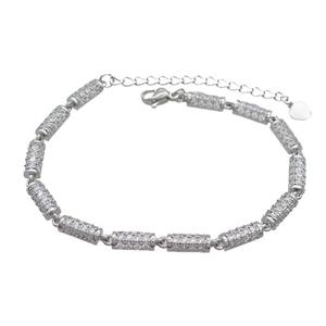 Copper Bracelet Pave Zircon Platinum Plated, approx 5-10mm, 16-23cm length [FN36609]