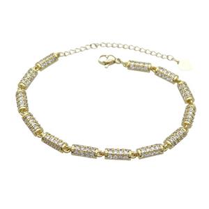 Copper Bracelet Pave Zircon Gold Plated, approx 5-10mm, 16-23cm length [FN36610]