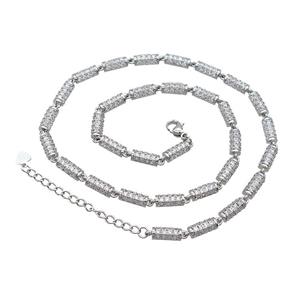 Copper Necklace Pave Zircon Platinum Plated, approx 5-10mm, 40-45cm length [FN36611]