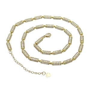 Copper Necklace Pave Zircon Gold Plated, approx 5-10mm, 40-45cm length [FN36612]