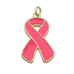 Copper Awareness Ribbon Pendant Red Enamel Gold Plated, approx 12-23mm [FN36632]