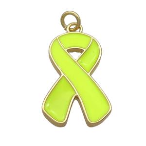 Copper Awareness Ribbon Pendant Yellow Enamel Gold Plated, approx 12-23mm [FN36633]