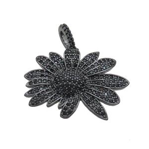 Copper Sunflower Pendant Pave Zircon Black Plated, approx 20-28mm [FN36655]