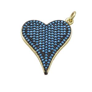 Copper Heart Pendant Pave Turqblue Zircon Gold Plated, approx 20-24mm [FN36659]