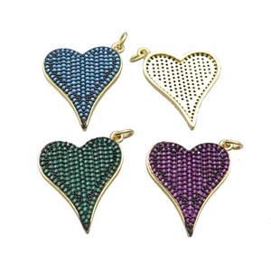 Copper Heart Pendant Pave Zircon Gold Plated Mixed, approx 20-24mm [FN36660]