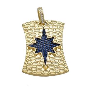 Copper Northstar Pendant Pave Blue Zircon Gold Plated, approx 24-33mm [FN36665]
