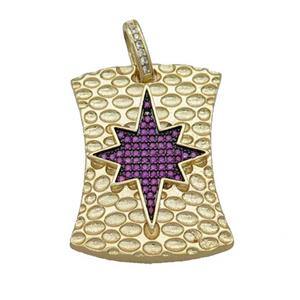 Copper Northstar Pendant Pave Fuchsia Zircon Gold Plated, approx 24-33mm [FN36666]