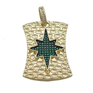 Copper Northstar Pendant Pave Green Zircon Gold Plated, approx 24-33mm [FN36667]