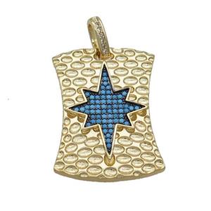 Copper Northstar Pendant Pave Turqblue Zircon Gold Plated, approx 24-33mm [FN36668]