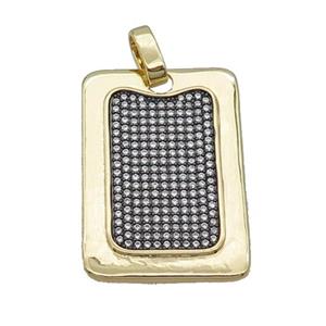 Copper Rectangle Pendant Pave Zircon Gold Plated, approx 25-35mm [FN36670]