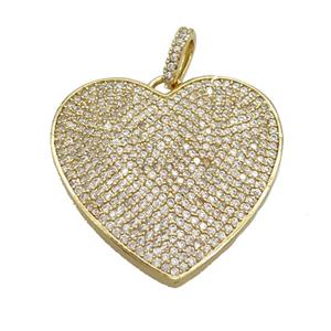 Copper Heart Pendant Pave Zircon Gold Plated, approx 30mm [FN36674]