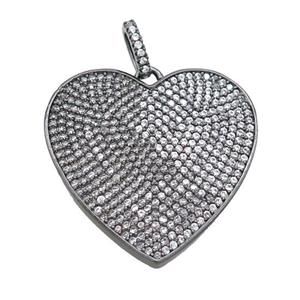 Copper Heart Pendant Pave Zircon Black Plated, approx 30mm [FN36675]