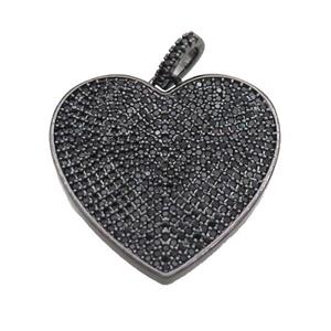 Copper Heart Pendant Pave Zircon Black Plated, approx 30mm [FN36676]