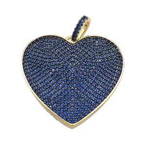Copper Heart Pendant Pave Blue Zircon Gold Plated, approx 30mm [FN36678]