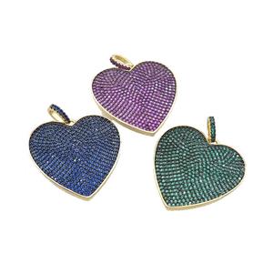 Copper Heart Pendant Pave Zircon Gold Plated Mixed, approx 30mm [FN36680]