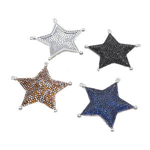 Copper Star Pendant Pave Zircon 2loops Platinum Plated Mixed, approx 38mm [FN36691]