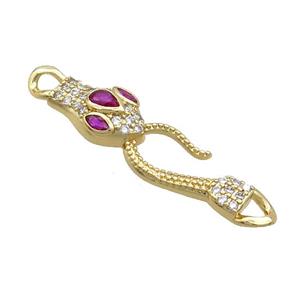 Copper Snake Connector Pave Zircon Fuchsia Gold Plated, approx 9-40mm [FN36700]