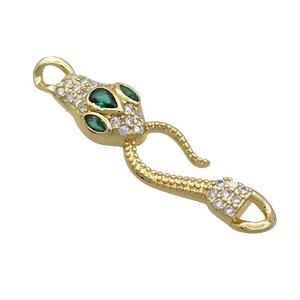 Copper Snake Connector Pave Zircon Green Gold Plated, approx 9-40mm [FN36701]