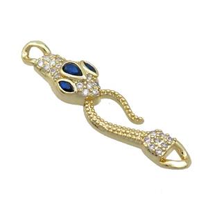 Copper Snake Connector Pave Zircon Blue Gold Plated, approx 9-40mm [FN36702]