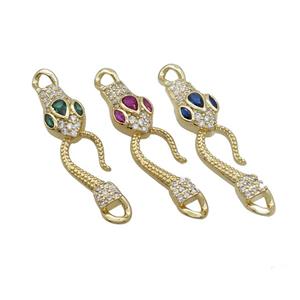 Copper Snake Connector Pave Zircon Gold Plated Mixed, approx 9-40mm [FN36703]