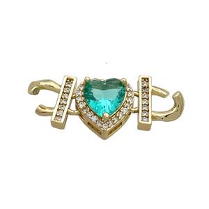 Copper Heart Pendant Pave Green Crystal Glass Gold Plated, approx 8mm, 12-30mm [FN36706]