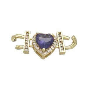 Copper Heart Pendant Pave Purple Crystal Glass Gold Plated, approx 8mm, 12-30mm [FN36708]