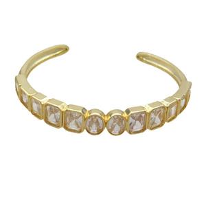 Copper Bangle Pave Zircon Gold Plated, approx 10mm, 50-60mm dia [FN36727]