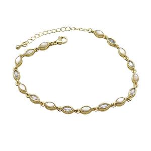 Copper Bracelets Pave Zirocn Eye Gold Plated, approx 4-7mm, 18-24cm length [FN36732]