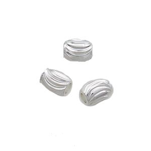 Copper Barrel Beads Shiny Silver, approx 3-4mm [FN36807]