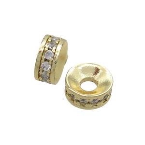Copper Spacer Beads Pave Zircon Heishi Gold Plated, approx 6mm [FN36811]