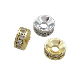 Copper Spacer Beads Pave Zircon Heishi Mixed, approx 6mm [FN36812]