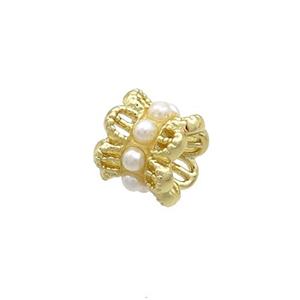 Copper Capbeads Pave Pearlized Plastic Double Gold Plated, approx 6mm [FN36817]