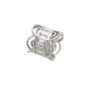 Copper Capbeads Pave Zircon Double Platinum Plated, approx 8mm [FN36819]