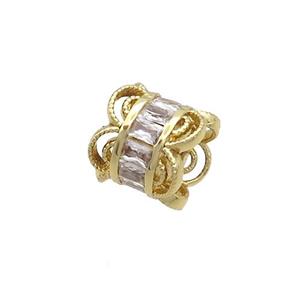Copper Capbeads Pave Zircon Double Gold Plated, approx 8mm [FN36820]
