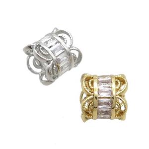 Copper Capbeads Pave Zircon Double Mixed, approx 8mm [FN36821]