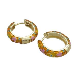 Copper Hoop Earrings Golden Enamel Gold Plated, approx 19mm dia [FN36833]