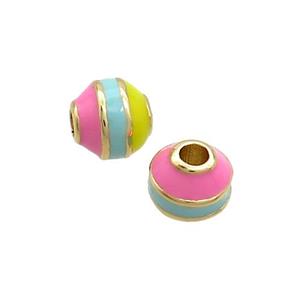 Copper Bicone Beads Enamel Multicolor Gold Plated, approx 7-7.5mm [FN36844]