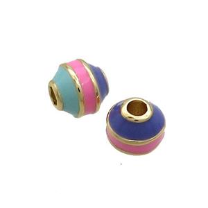 Copper Bicone Beads Enamel Multicolor Gold Plated, approx 7-7.5mm [FN36847]