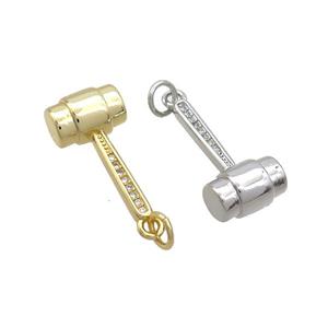 Copper Hammer Charm Pendant Pave Zircon Mixed, approx 10-20mm [FN36852]